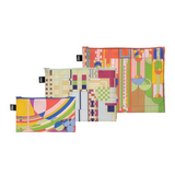 Set of three Frank Lloyd Wright Zip Pockets by Isgift, featuring stylish and functional fabric pockets with Wright-inspired designs.