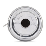 Isgift mini tape measure in black with yellow accents showing measurement markings on a white background.