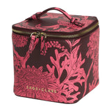 Sage x Clare Delphine Small Vanity Case in Garnet, a stylish cosmetic and toiletry bag with a vibrant red design.