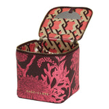 Sage x Clare Delphine Small Vanity Case in Garnet, a stylish cosmetic and toiletry bag with a vibrant red design.