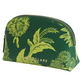 Sage x Clare Delphine Anise cosmetic pouch with floral pattern, compact toiletry bag for makeup and toiletries.
