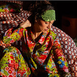 Sage x Clare Delphine Silk Eye Mask in Key Lime with soft fabric and elegant design for restful sleep and relaxation.