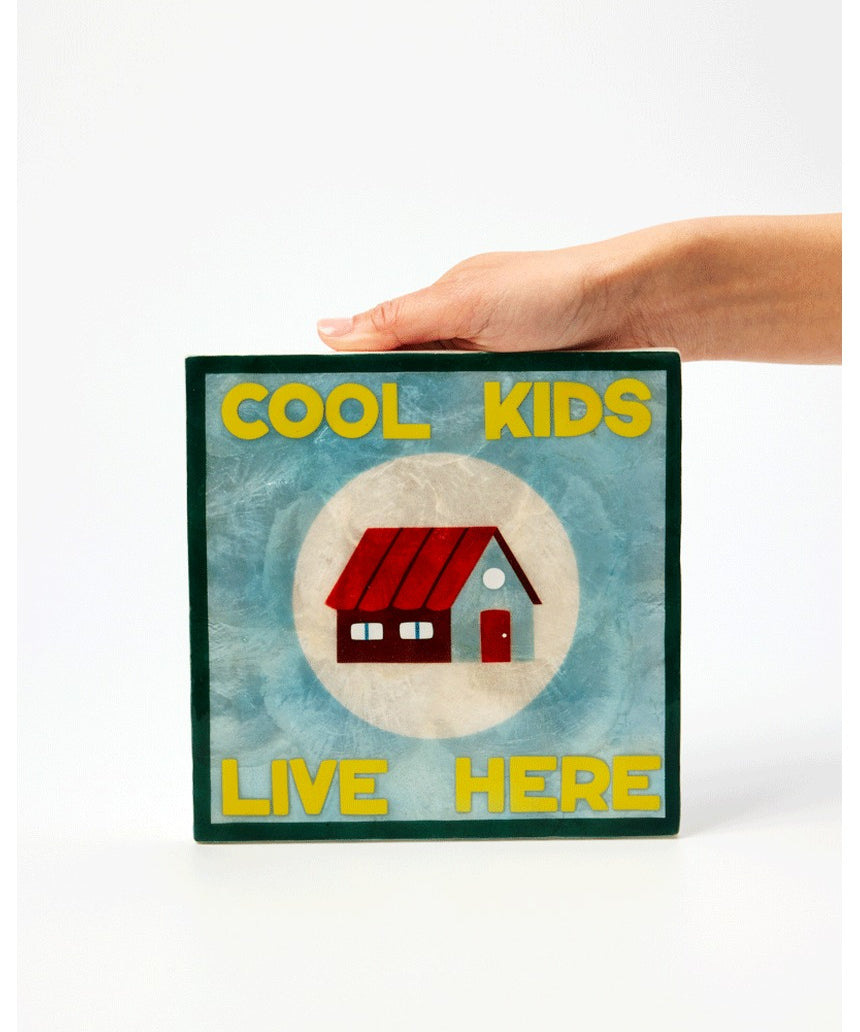 Jones & Co Fun House Tile wall art featuring colorful, playful design for kids' room decor, suitable for children's wall decoration.
