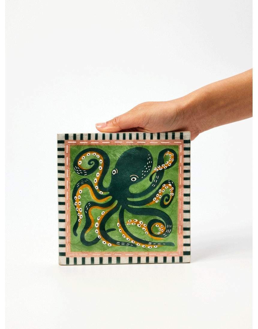Jones & Co Mariner Wall Art featuring an octopus design, vibrant marine-inspired artwork for coastal decor.