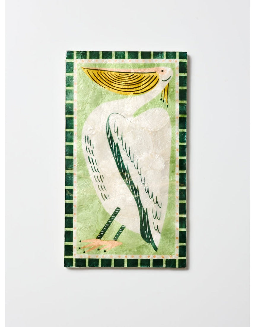 Jones & Co Mariner Wall Art featuring a detailed pelican illustration on a textured background.