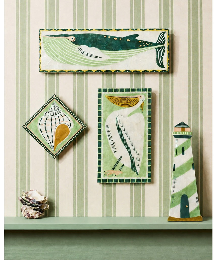 Jones & Co Mariner Wall Art featuring a detailed seashell design, perfect for nautical-themed home decor.