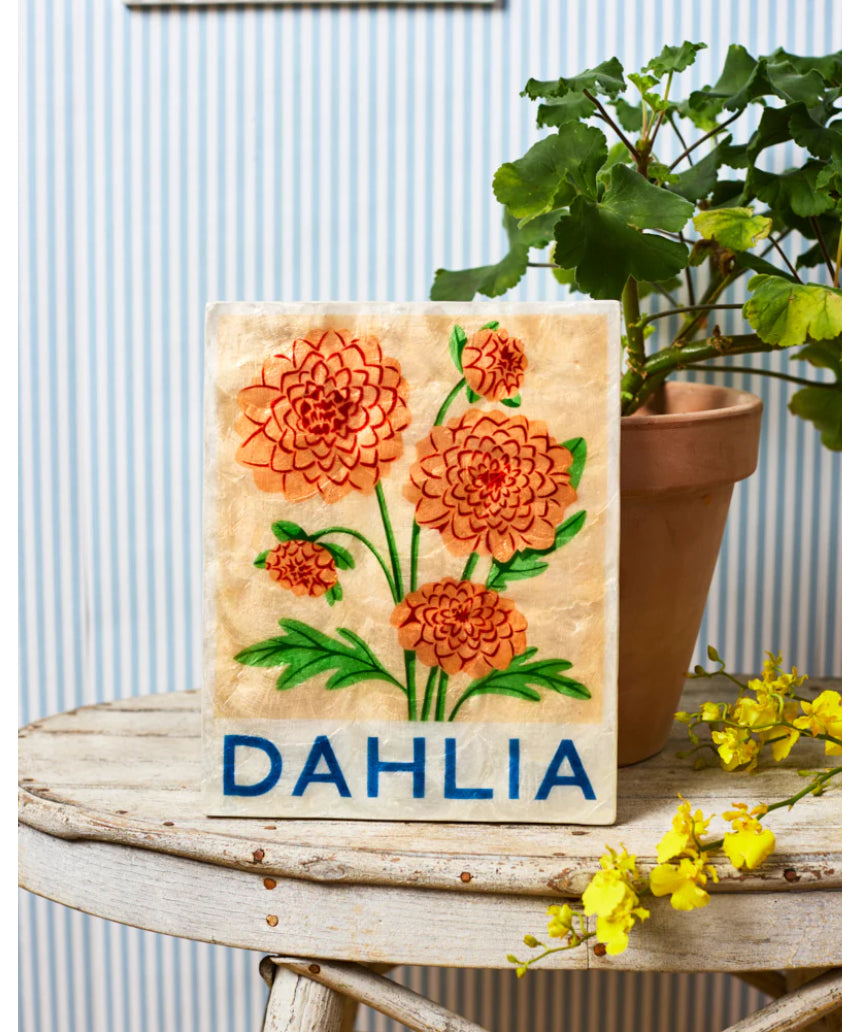 Jones & Co Market Wall Art featuring vibrant dahlia floral design on a stylish wall decor piece