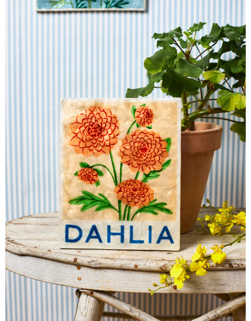 Jones & Co Market Wall Art featuring vibrant dahlia floral design on a stylish wall decor piece