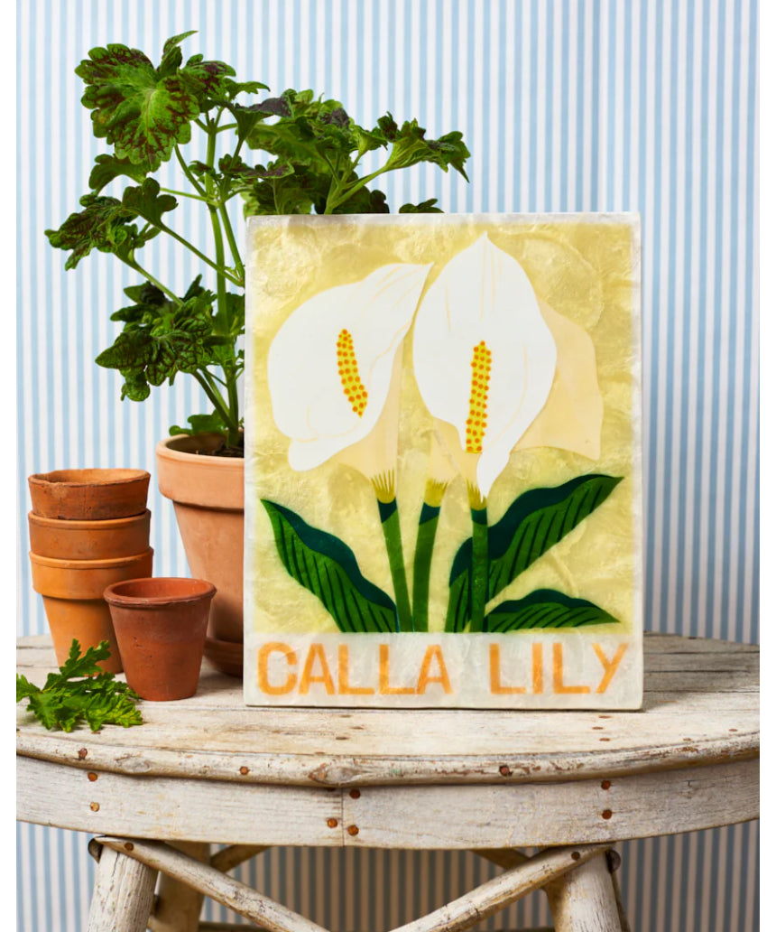 Jones & Co Market Wall Art featuring a beautiful lily floral design in vibrant colors on a textured background.