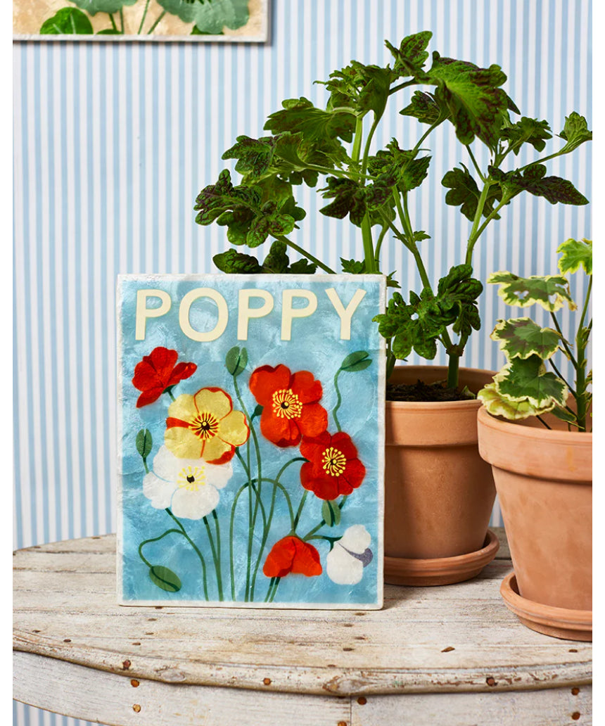 Jones & Co Market Wall Art featuring vibrant poppy flower illustration on a neutral background, perfect for home decor.