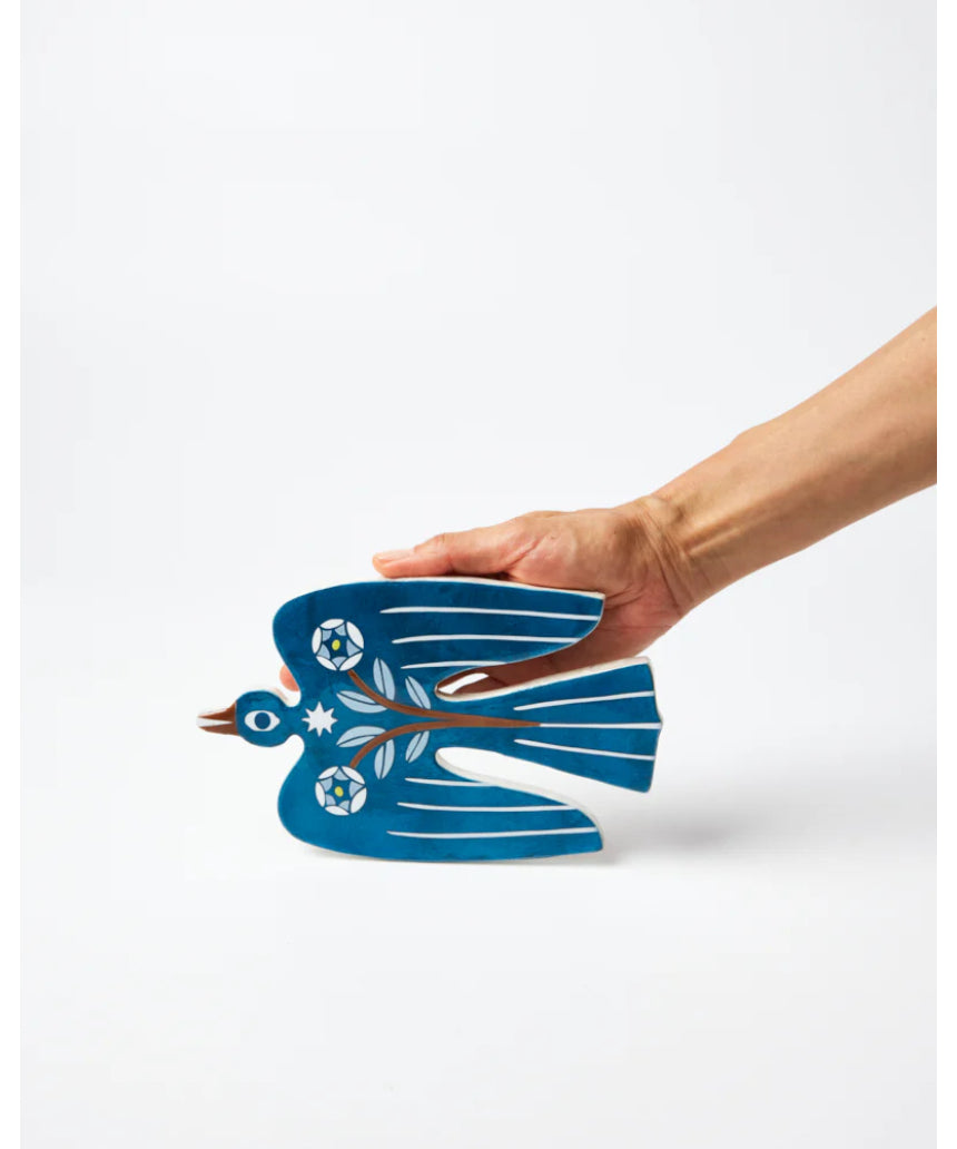 Jones & Co Paloma Wall Art featuring a blue bird with elegant design, perfect for modern home decor.