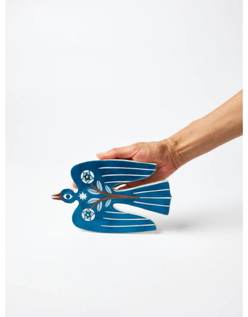 Jones & Co Paloma Wall Art featuring a blue bird with elegant design, perfect for modern home decor.