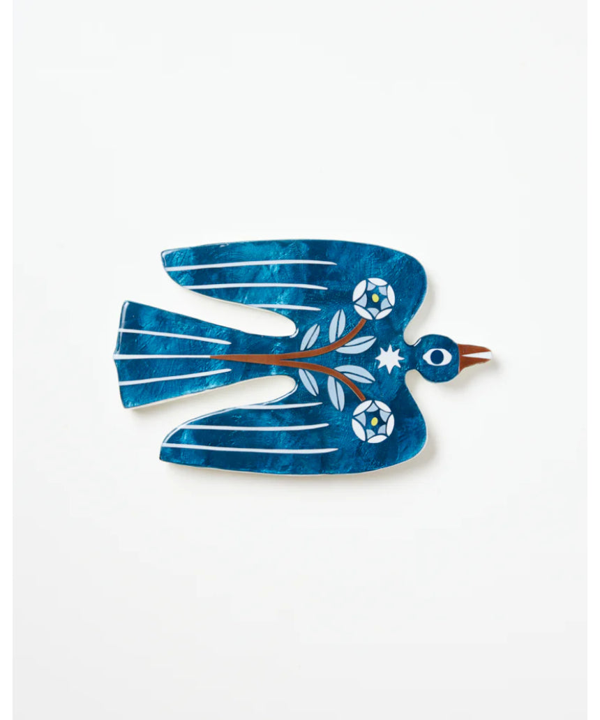 Jones & Co Paloma Wall Art featuring a blue bird design, showcasing vibrant colors and detailed bird illustration.