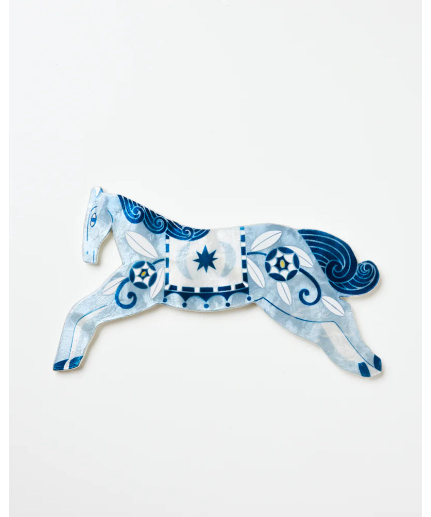 Jones & Co Paloma Wall Art featuring a blue horse illustration, vibrant and decorative wall decor for modern interiors.