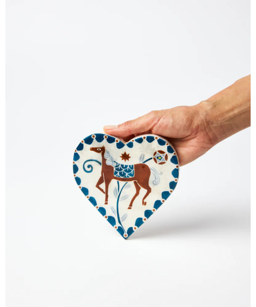Jones & Co Paloma Wall Art featuring a white horse heart design, decorative wall decor for living spaces.
