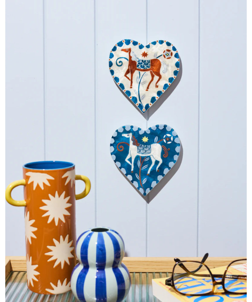 Jones & Co Paloma Wall Art featuring a white heart-shaped horse illustration on a neutral background.