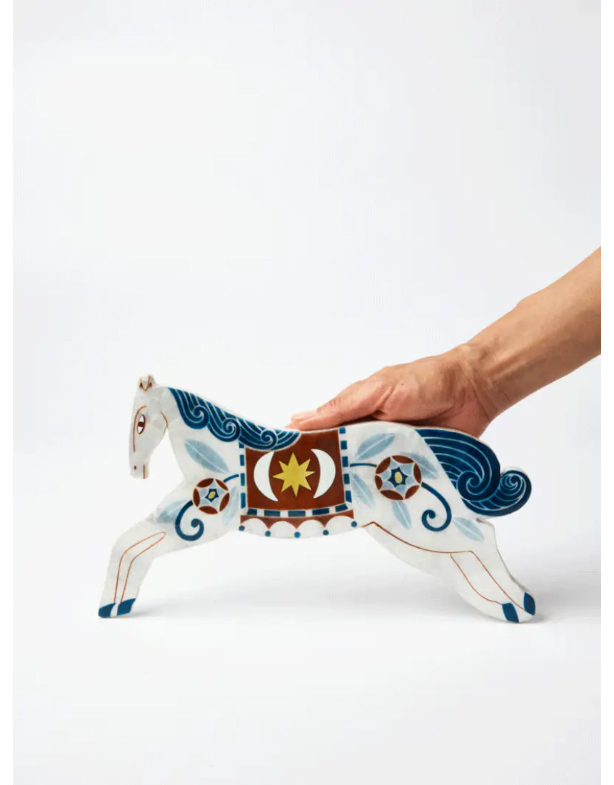Jones & Co Paloma Wall Art featuring a white horse illustration, ideal for modern home decor.
