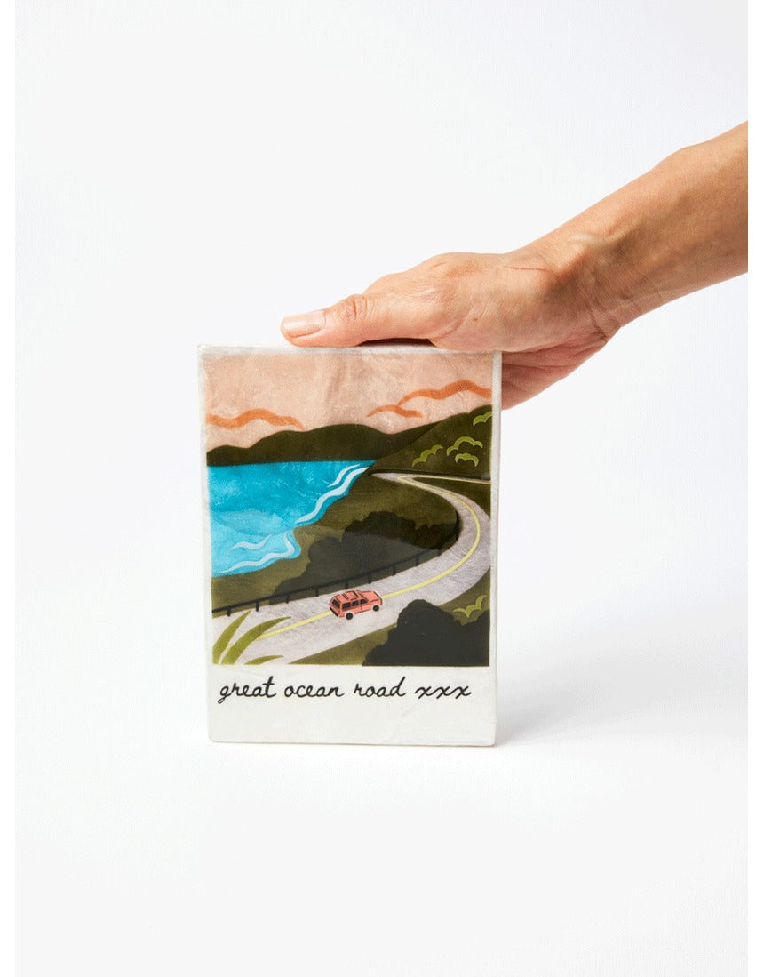 Jones & Co Snapshot Tile Great Ocean wall art featuring a vibrant ocean scene in a decorative tile design