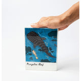 Jones & Co Snapshot Tile Ningaloo wall art featuring vibrant coastal scene with marine life and coral colors.
