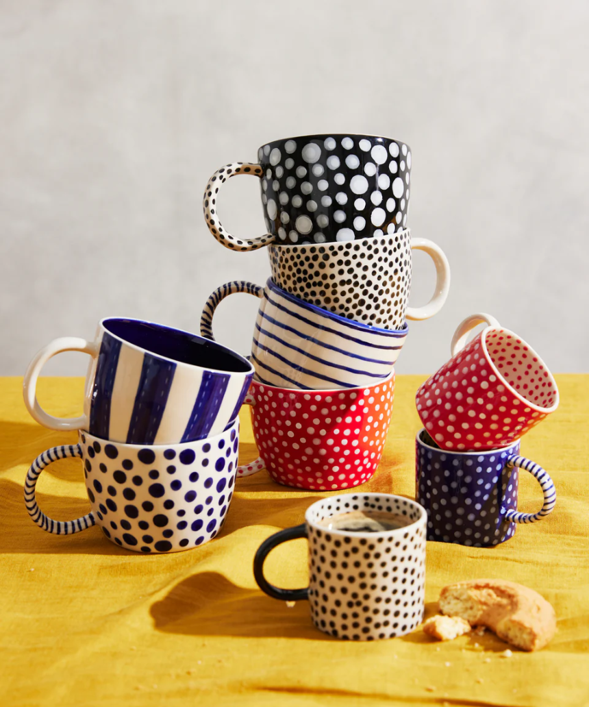 Jones & Co Chino Espresso Cup in black with a stylish spot design, perfect for serving espresso in a modern coffee setting.