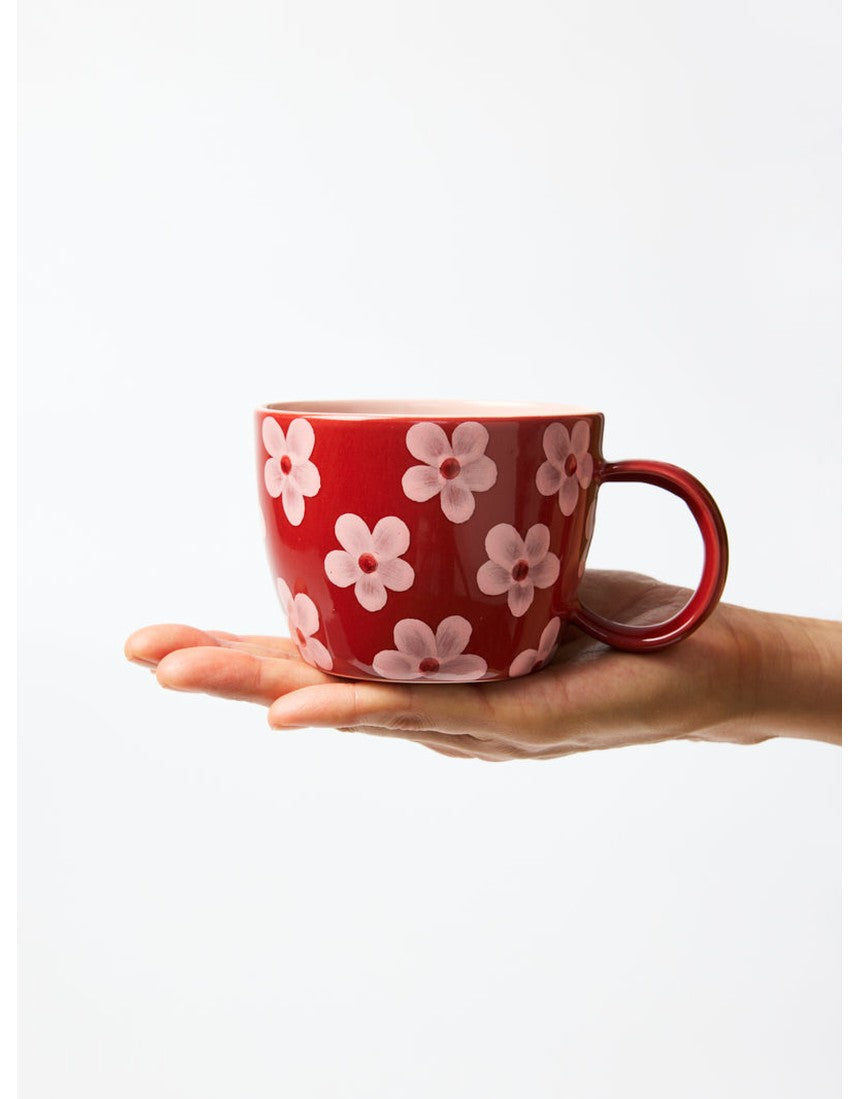 Jones & Co Chino Mug with Daisy Wine floral design, ceramic drinkware for coffee or tea, featuring colorful flower patterns.