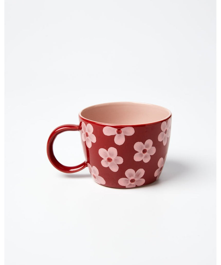 Jones & Co Chino Mug with Daisy Wine design, ceramic mug featuring floral pattern and comfortable handle.