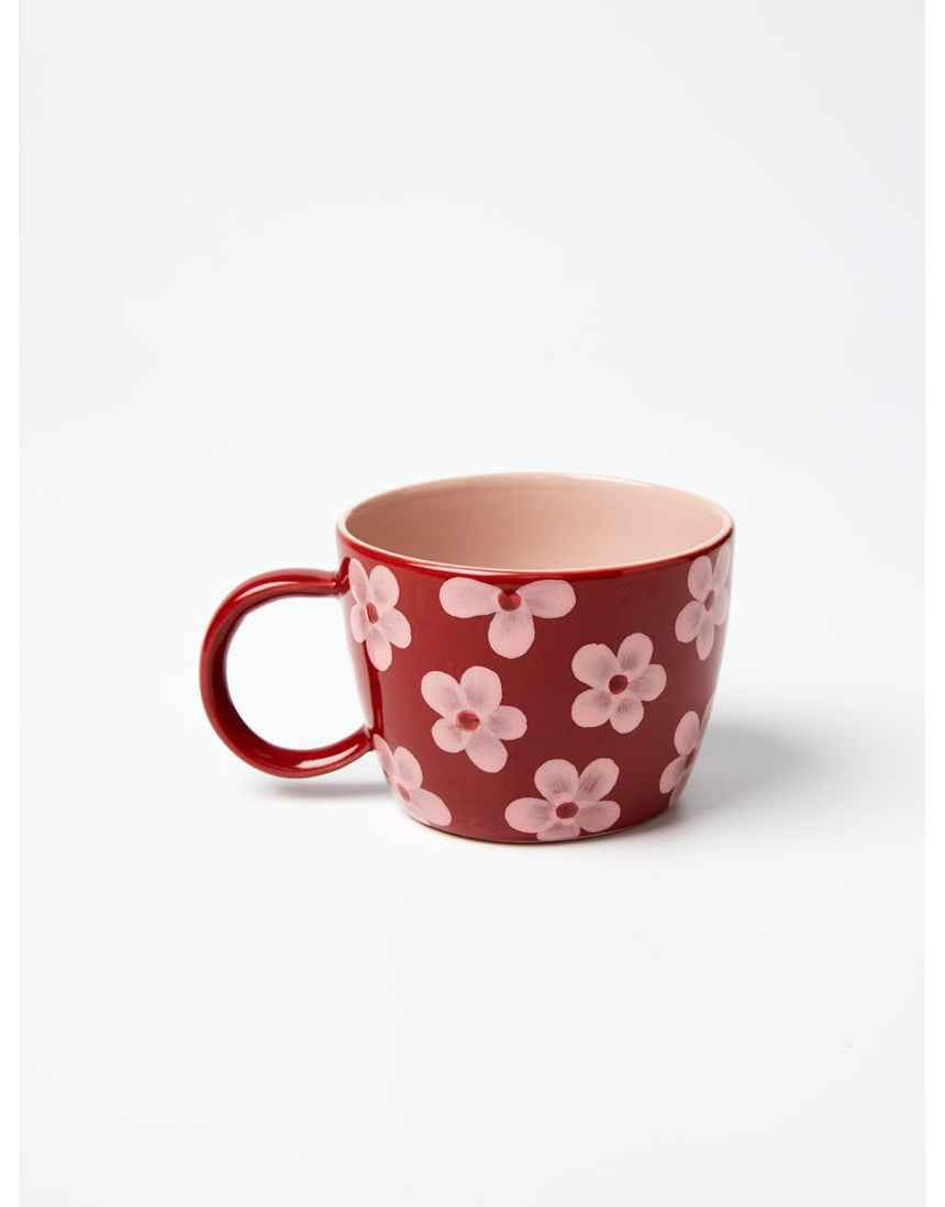 Jones & Co Chino Mug with Daisy Wine design, ceramic mug featuring floral pattern and comfortable handle.