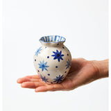 Jones & Co Paloma Vase in Star Blue with a sleek, modern ceramic design featuring a blue star pattern.