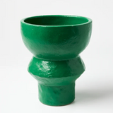 Jones & Co Berowra Pedestal Leaf pot, a decorative vase with a pedestal base, featuring a leaf pattern in neutral tones.