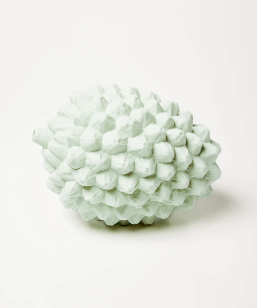 Jones & Co Pandanus Ornament Lime Sorbet, decorative pot or vase with vibrant lime green color and intricate design details.