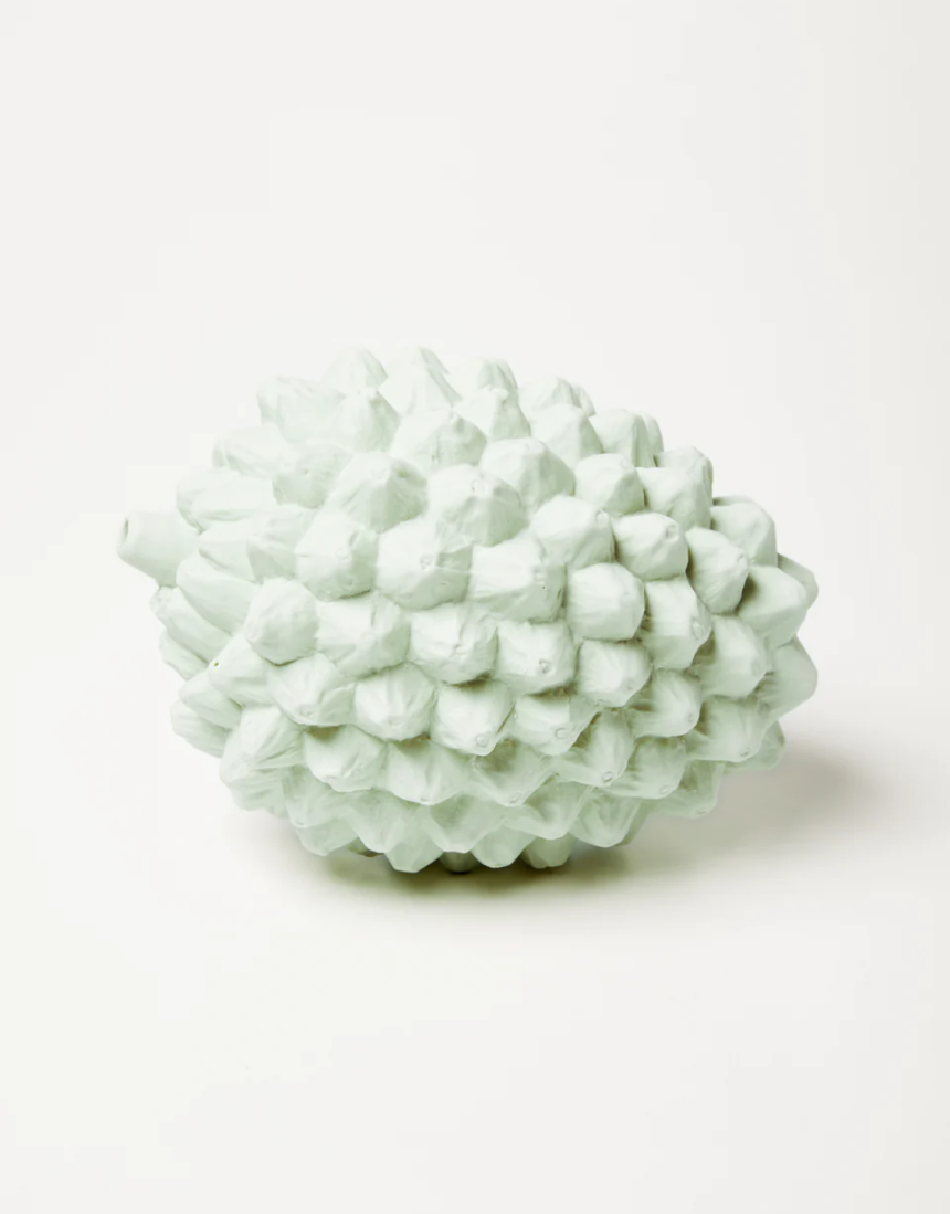 Jones & Co Pandanus Ornament Lime Sorbet, decorative pot or vase with vibrant lime green color and intricate design details.