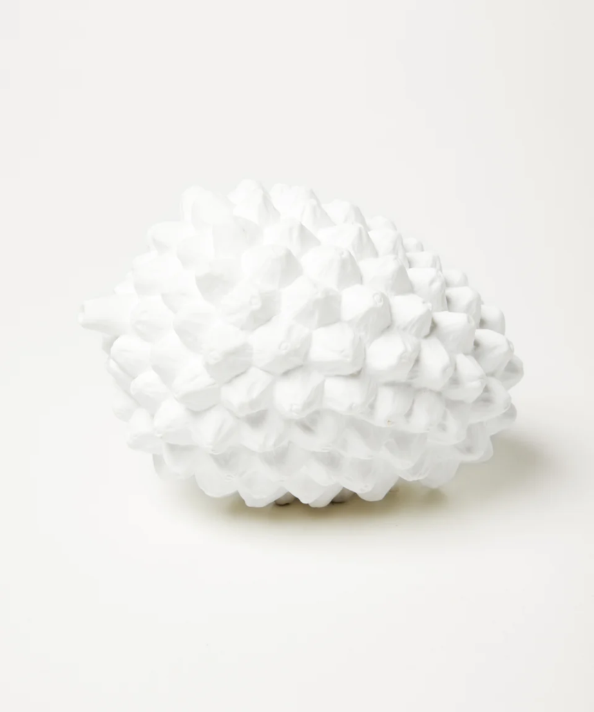 White Pandanus ornament from Jones & Co, a decorative pot or vase with lush pandanus plant design.