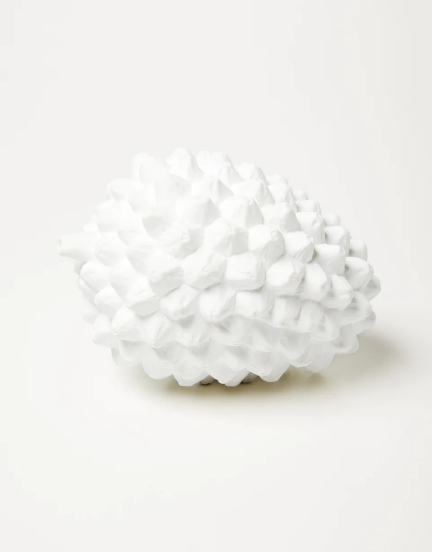 White Pandanus ornament from Jones & Co, a decorative pot or vase with lush pandanus plant design.