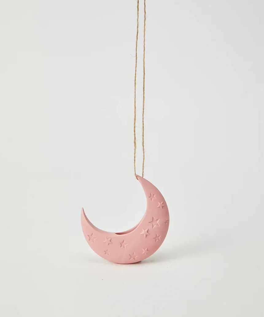 Pink hanging vase from Jones & Co Luna collection, decorative ceramic vase with a modern design and hanging feature.