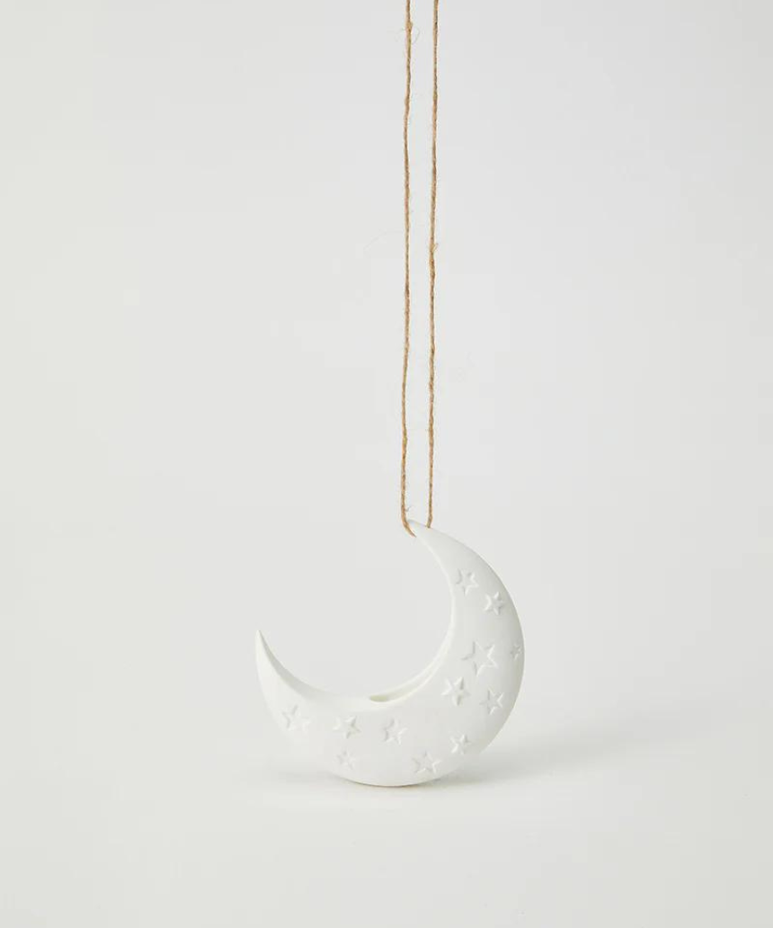 Jones & Co Luna White Hanging Vase, ceramic with a smooth finish, designed for wall decor and floral arrangements.