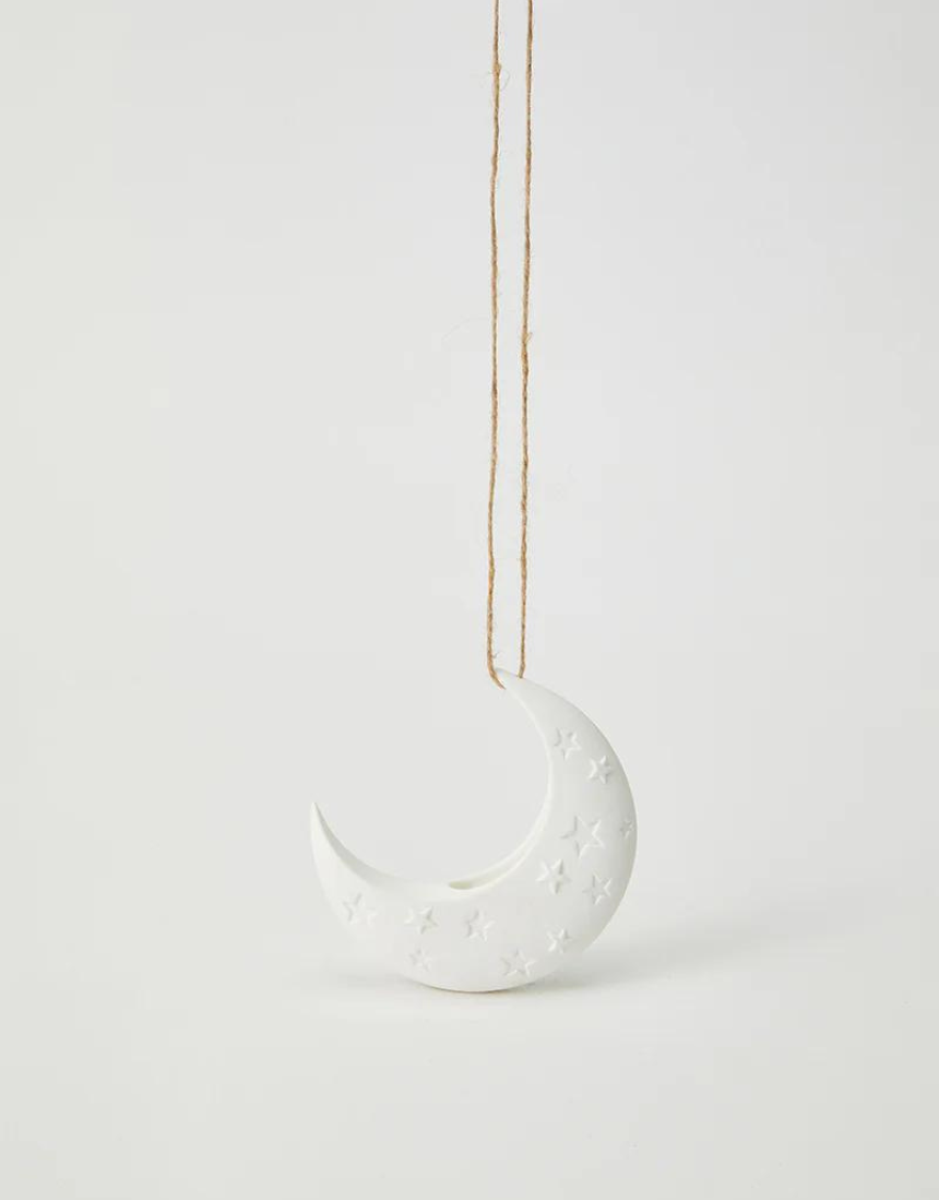 Jones & Co Luna White Hanging Vase, ceramic with a smooth finish, designed for wall decor and floral arrangements.