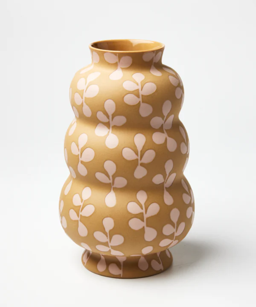 Pink Jones & Co Happy Vase with triple clover design, showcasing a cheerful floral-themed ceramic vase.