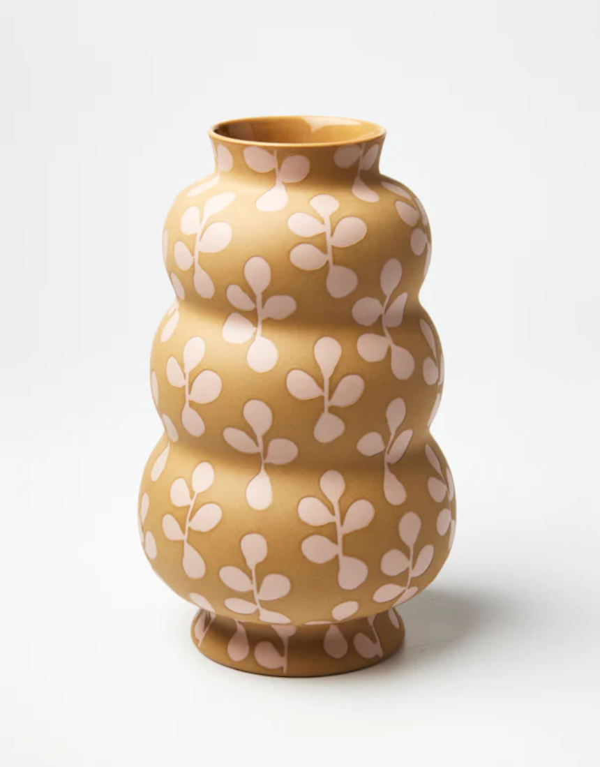 Pink Jones & Co Happy Vase with triple clover design, showcasing a cheerful floral-themed ceramic vase.