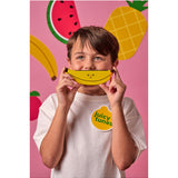 Wooden fruit harmonica by isAlbi, child-friendly musical instrument with colorful fruit-shaped design and wooden construction.