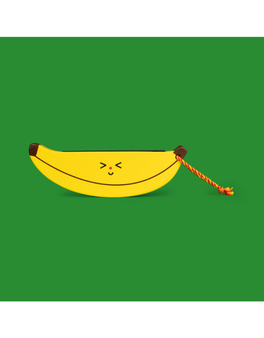 Wooden fruit harmonica by isAlbi with colorful fruit-shaped keys for kids, designed for musical play and sensory fun.