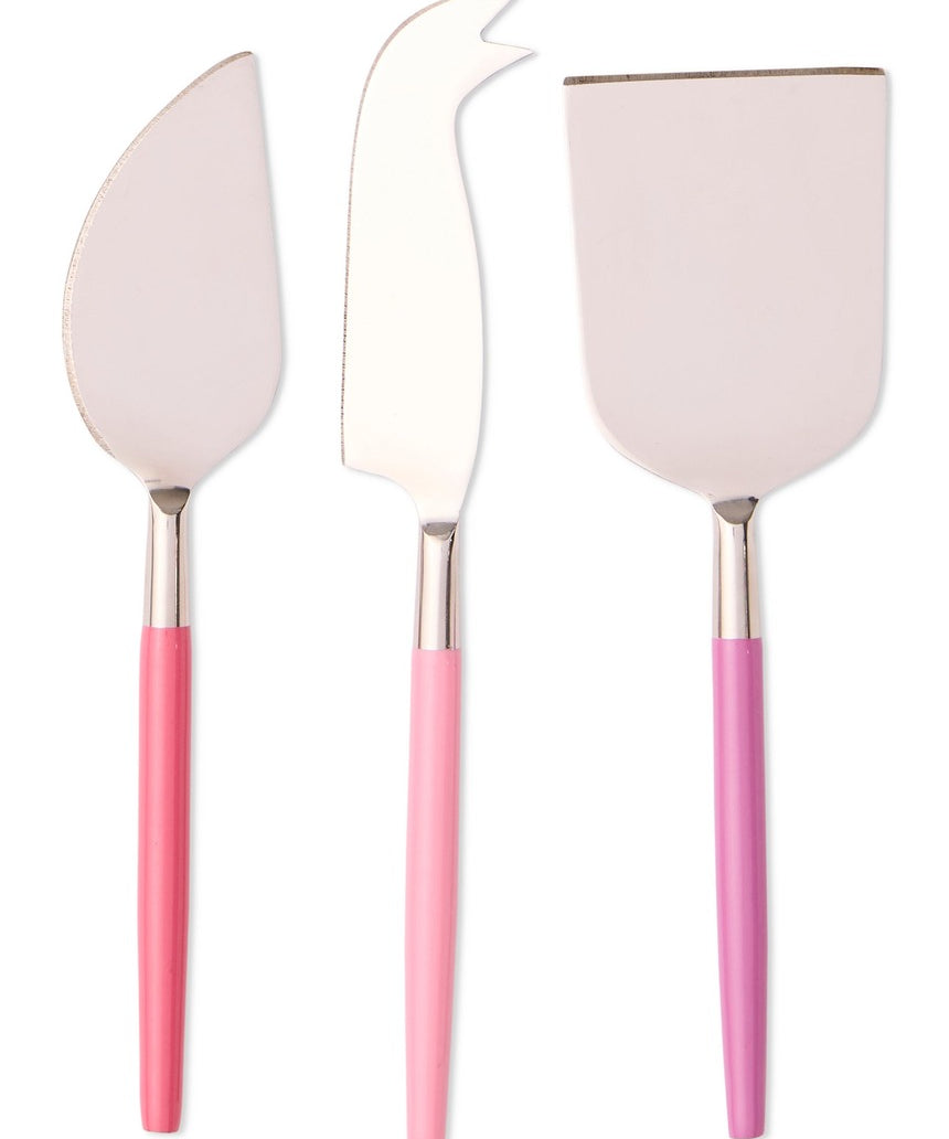 Kip&Co Cheese Knife Set Diner Radiance with stainless steel knives and colorful handles for cheese serving.
