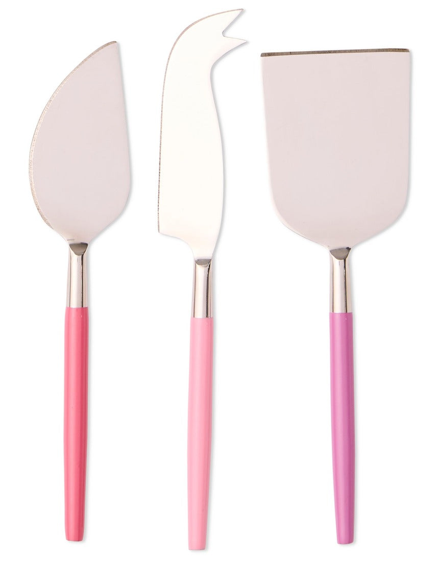 Kip&Co Cheese Knife Set Diner Radiance with stainless steel knives and colorful handles for cheese serving.