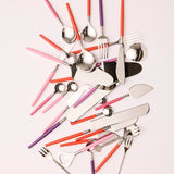 Kip&Co Cheese Knife Set Diner Radiance with four stainless steel knives featuring colorful handles for cheese serving.