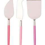 Kip & Co Diner Radiance cheese knife set with colorful handles and stainless steel blades, designed for cheese serving.