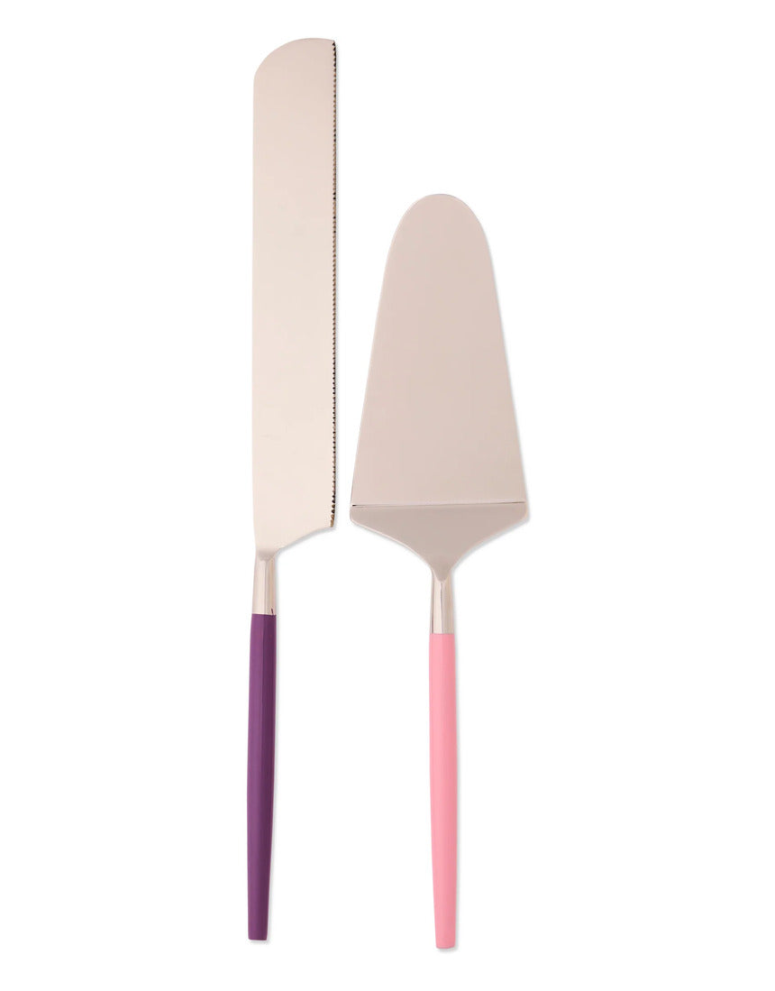 Kip & Co Diner Radiance cutlery set with knives and slides, featuring colorful, modern design for dining and serving.
