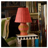 Kip & Co Guava Stripe Le Parisian Rattan Table Lamp with woven rattan shade and striped fabric, stylish home decor lighting