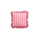 Kip & Co Iced Vovo Stripe Frill Upholstery Cushion with colorful striped fabric and decorative frill detail.