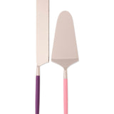 Kip&Co Cake Knife and Server Set in Diner Radiance with colorful, patterned handles and stainless steel blades.