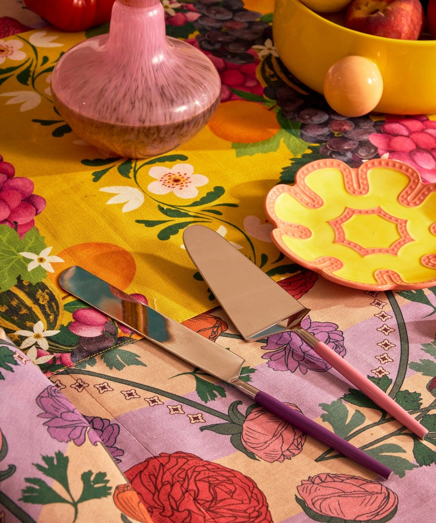 Kip&Co Diner Radiance cake knife and server set with vibrant, colorful handles for elegant dessert serving.