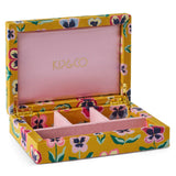 Small velvet jewellery box by Kip & Co with a Pretty Pansy floral design, perfect for storing rings and small accessories.